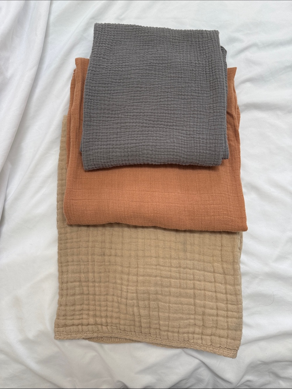 Baby Muslin Swaddle Blanket Set - Gray, Rust, Tan